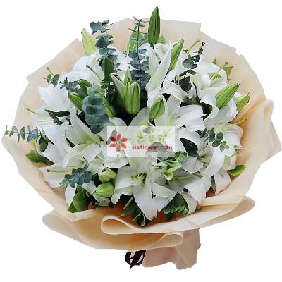 长春9支白色多头百合，祝福你幸福